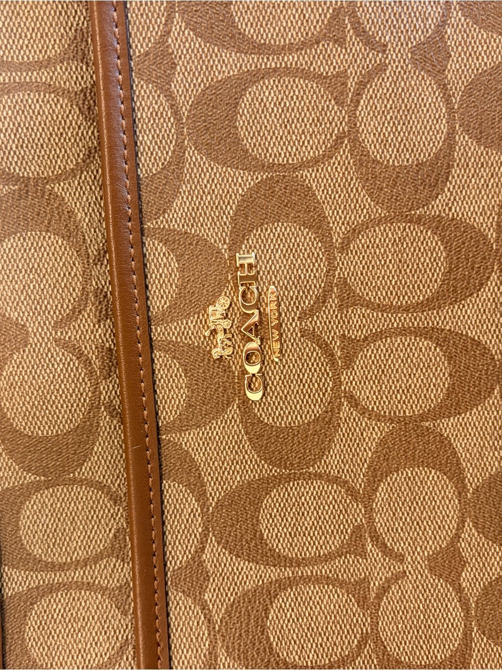 Coach Brown Signature Canvas crossbody with Gold Logo
